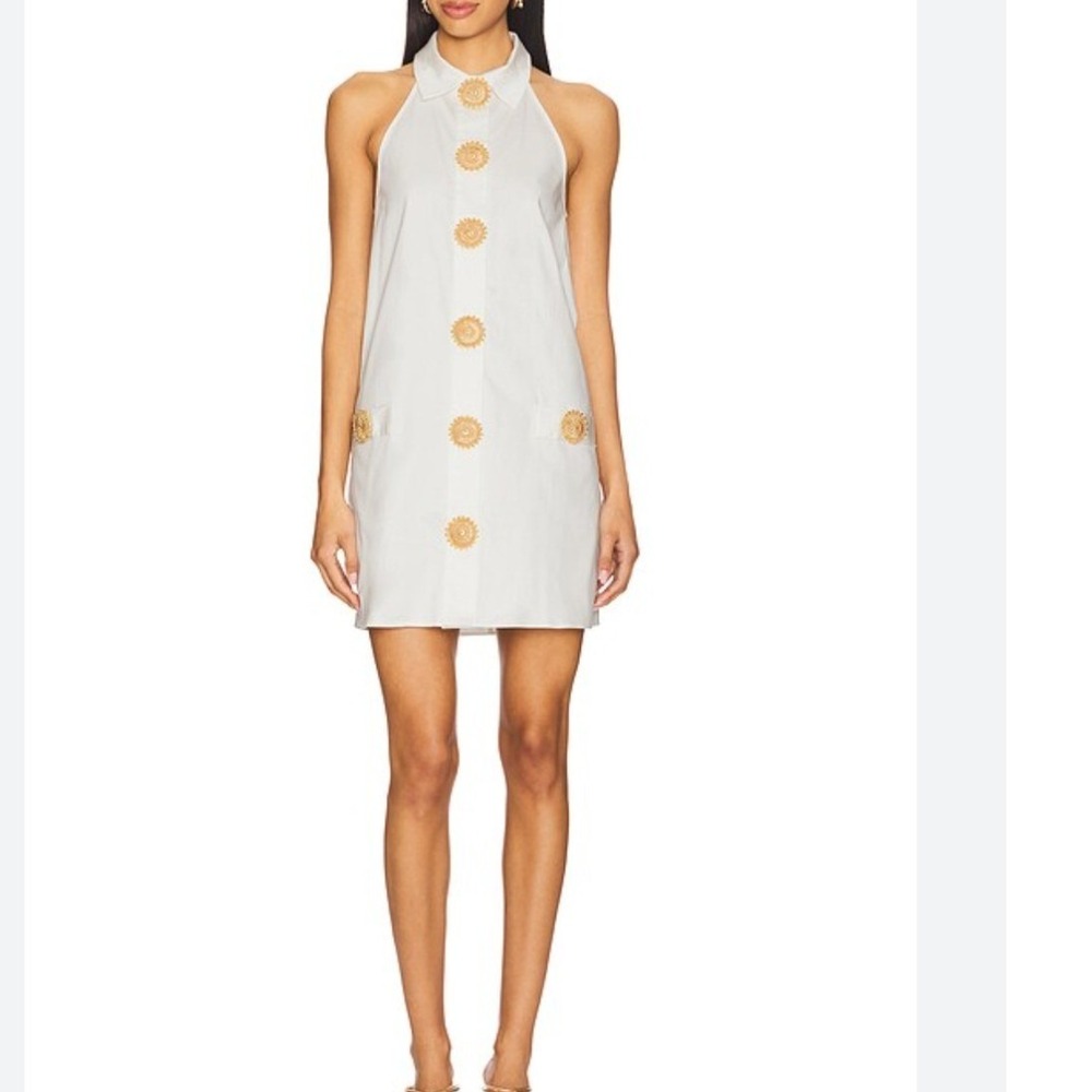My Beachy Side Amber Mini Dress Ivory White Halter Crochet beaded Size Small NEW